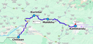 Chitwan to kathmandu drive route map